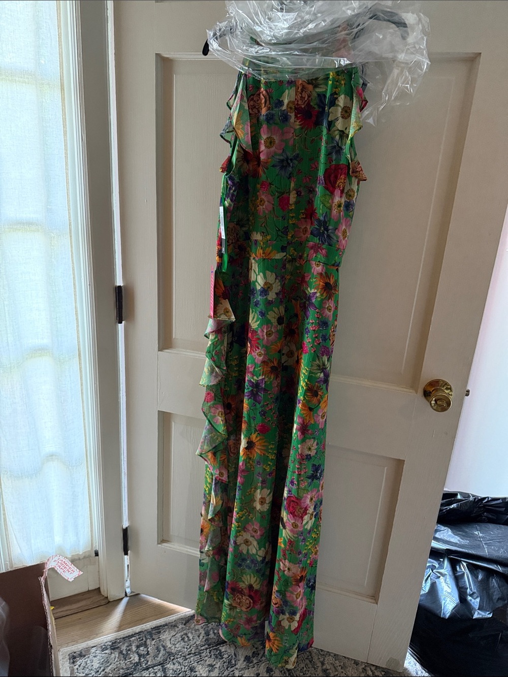 Betsy & Adam Green Floral Ruffled Halter Maxi Dress - Picture 8 of 10